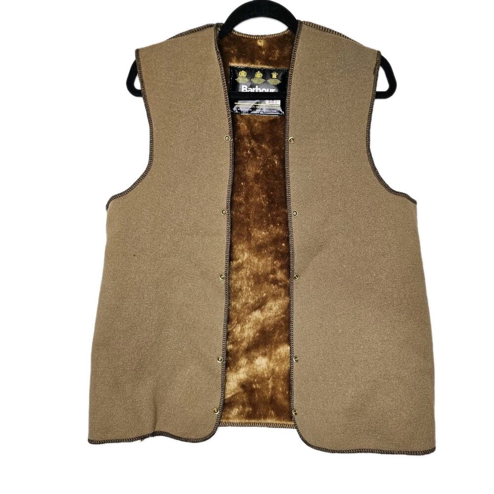 Barbour Tan Brown Lined Wool Blend Vest